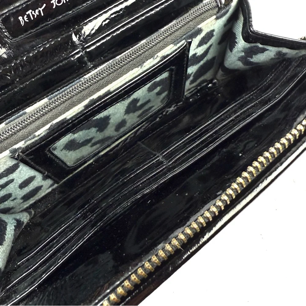 Betsey Johnson Pink Glitter Wallet Patent Leather Clutch Organizer Womens Rare - Picture 5 of 7